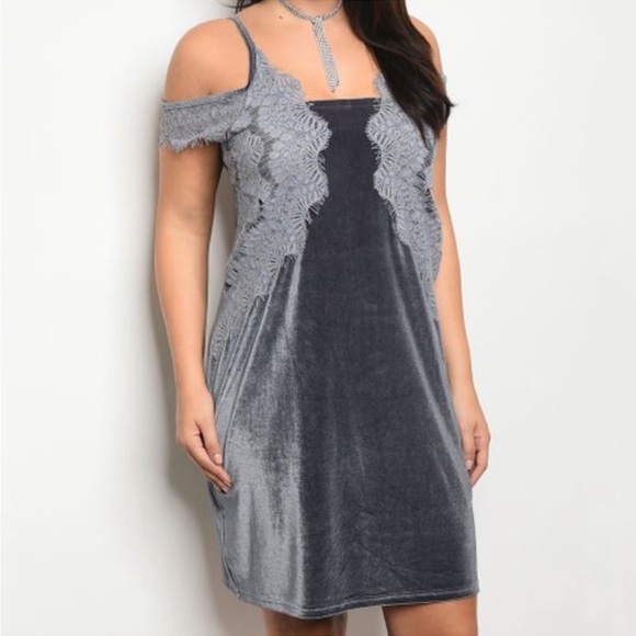 NEW•XL•Velvet & Lace Elegant Art Deco Style Dress - Picture 2 of 9